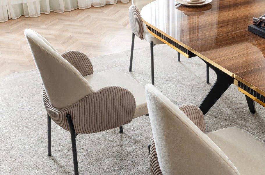 Verattı Roma Ceviz Açılabilir Lüks Yemek Masası Takımı