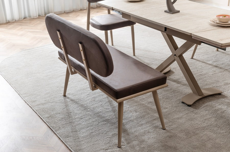 Verattı Lazio Traverten Doğal Dokulu Genişleyebilen Lüks Yemek Masası Takımı