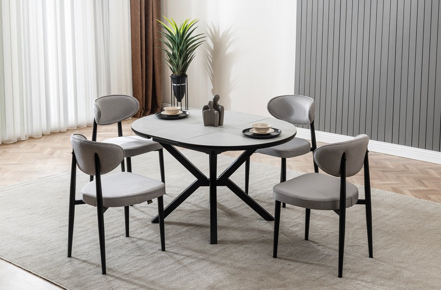 Veratti Mobilya Verattı Luna Yenisey Avangart Tasarım Açılabilir Lüks Kare Yemek Masası Takımı