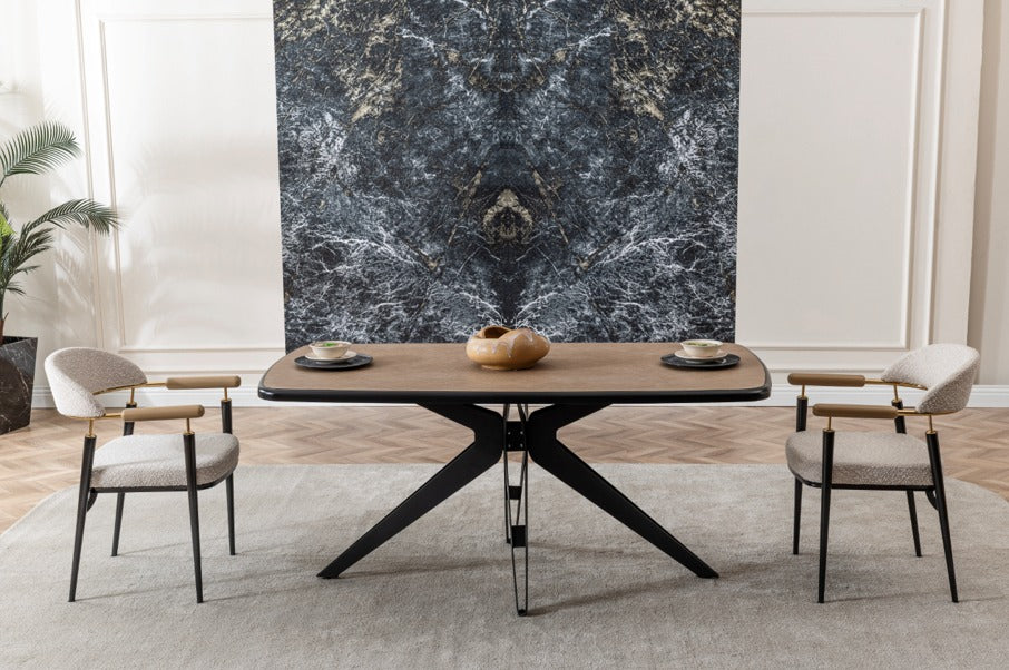 Verattı Oslo Bej Geniş Oturumlu Ferah Lüks Yemek Masası Takımı