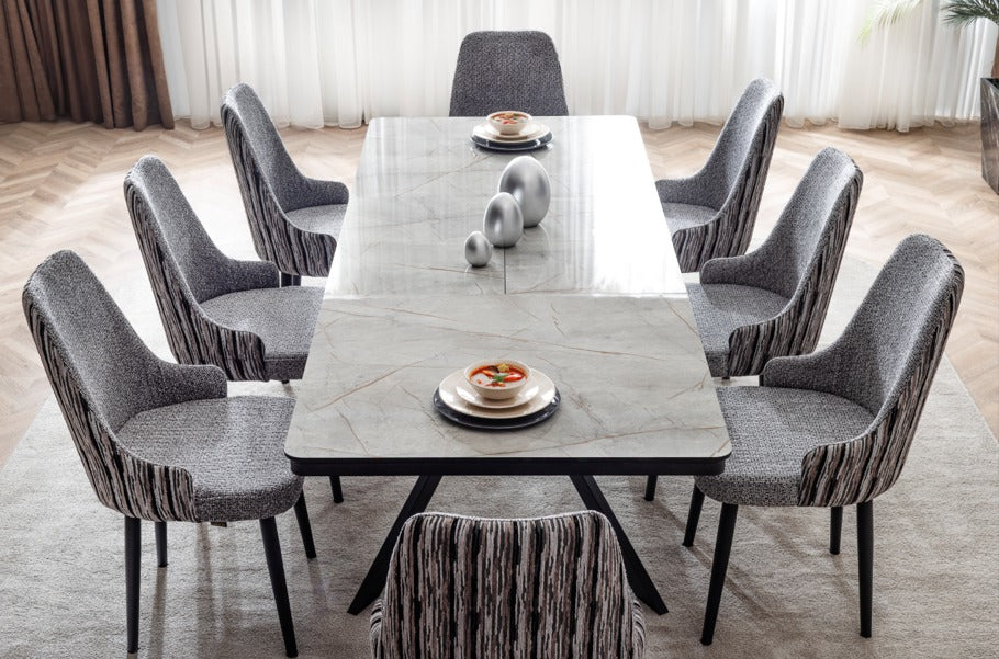 Veratti Mobilya Verattı Atlas Lagina Ekstra Geniş Açılabilir Lüks Yemek Masası Takımı