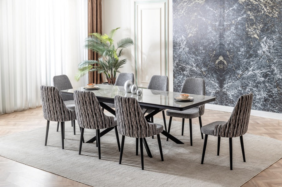 Veratti Mobilya Verattı Atlas Lagina Ekstra Geniş Açılabilir Lüks Yemek Masası Takımı