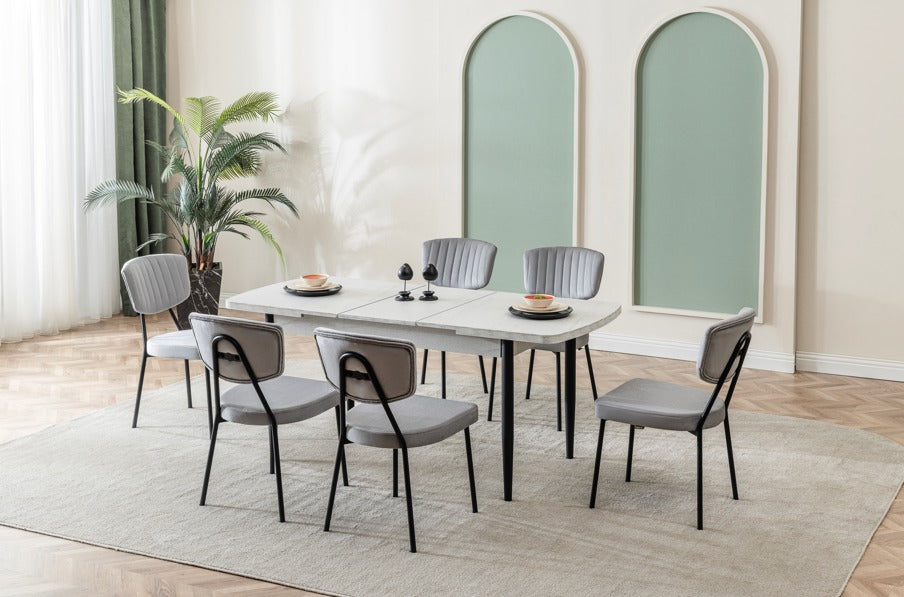 Verattı Pera Yenisey Avangart Tasarım Açılabilir Lüks Yemek Masası Takımı