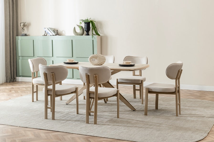 Veratti Mobilya Verattı Barcelona Traverten Doğal Dokulu Lüks Yemek Masası Takımı