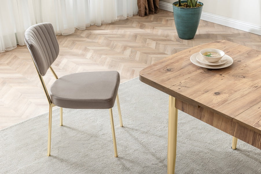 Verattı Pera Ceviz Doğal Dokulu Açılabilir Lüks Yemek Masası Takımı