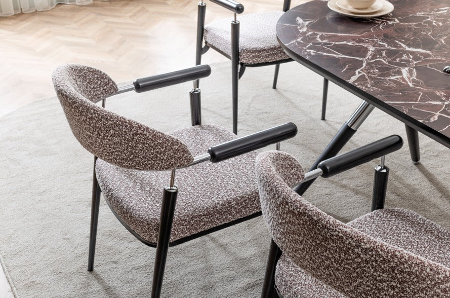 Veratti Mobilya Verattı Monaco Bordo Geniş Oturumlu Lüks Yemek Masası Takımı