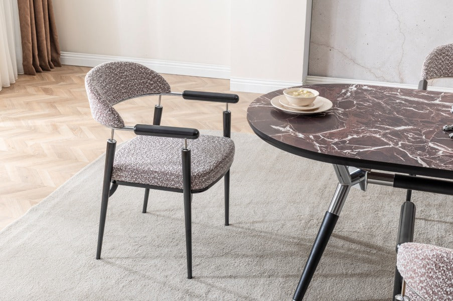 Verattı Monaco Bordo Geniş Oturumlu Lüks Yemek Masası Takımı