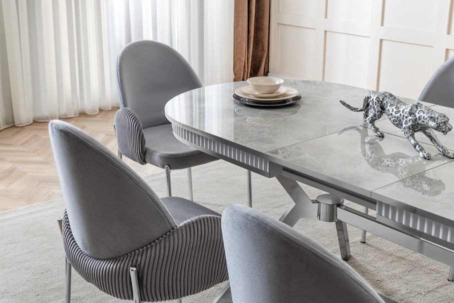 Verattı Roma Rampla Açılabilir Lüks Yemek Masası Takımı
