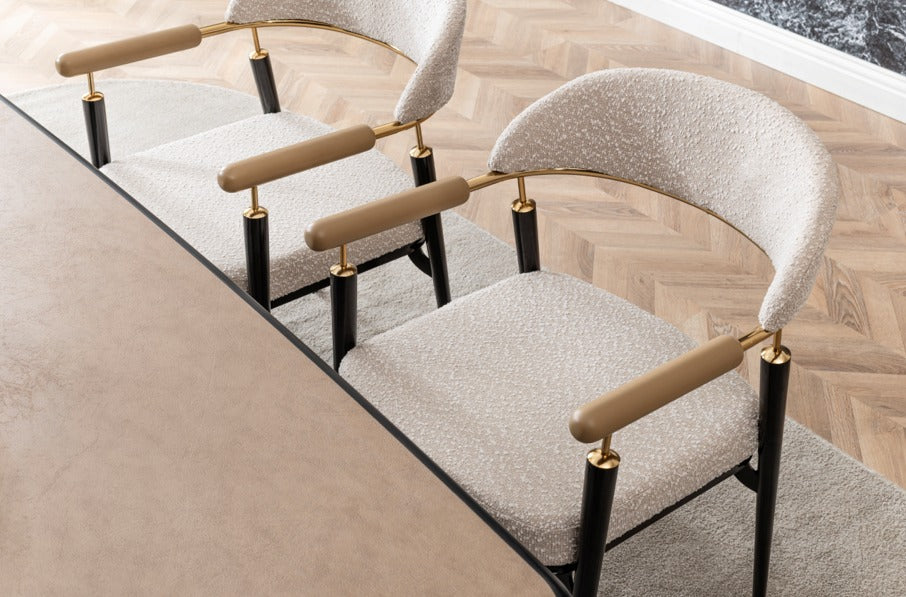 Veratti Mobilya Verattı Oslo Bej Geniş Oturumlu Ferah Lüks Yemek Masası Takımı