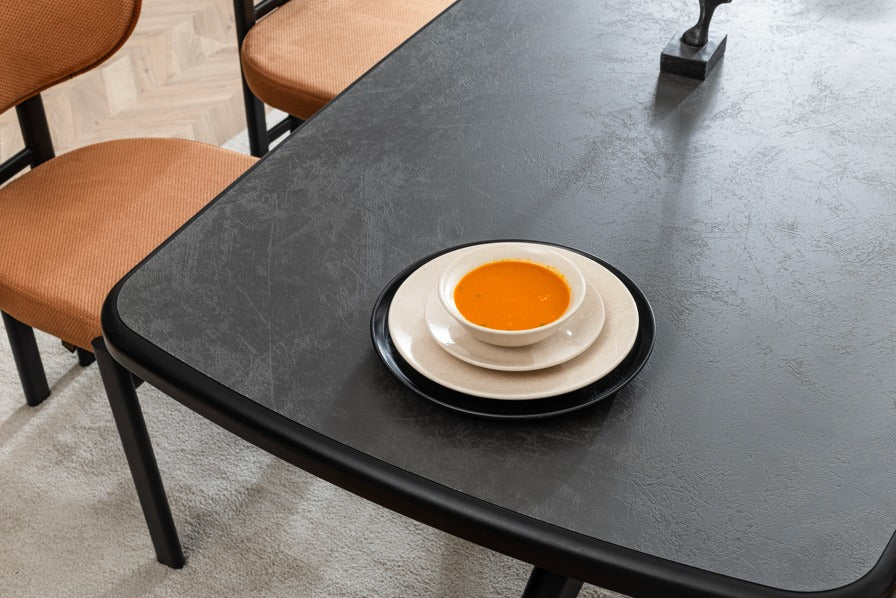 Veratti Mobilya Verattı Barcelona Siyah Modern ve Lüks Yemek Masası Takımı