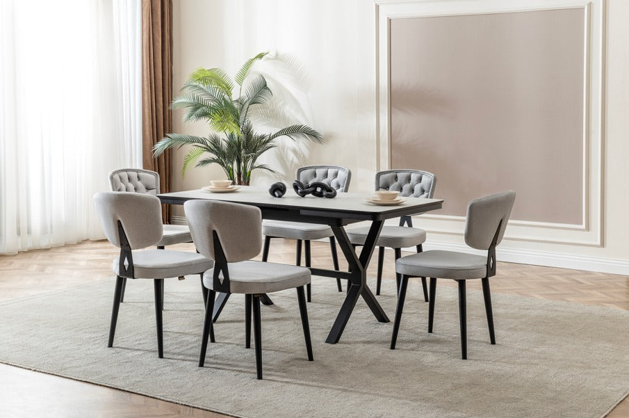 Verattı Liva Yenisey Kompakt ve Açılabilir Lüks Yemek Masası Takımı