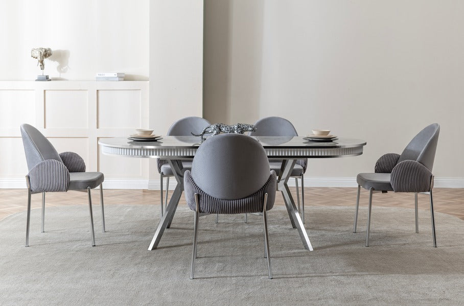 Verattı Roma Rampla Açılabilir Lüks Yemek Masası Takımı