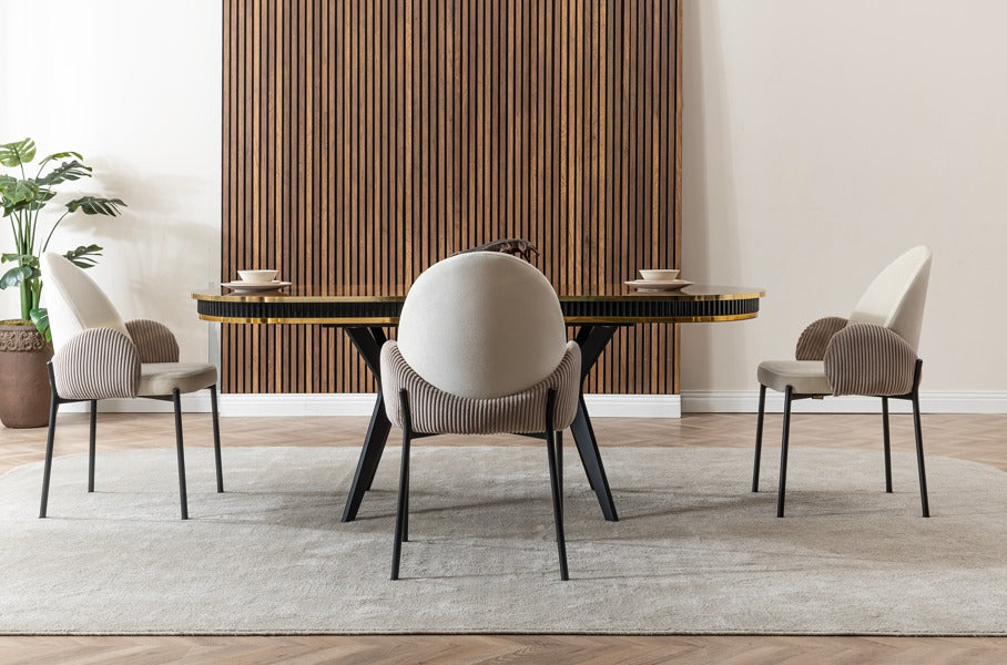 Verattı Roma Ceviz Açılabilir Lüks Yemek Masası Takımı