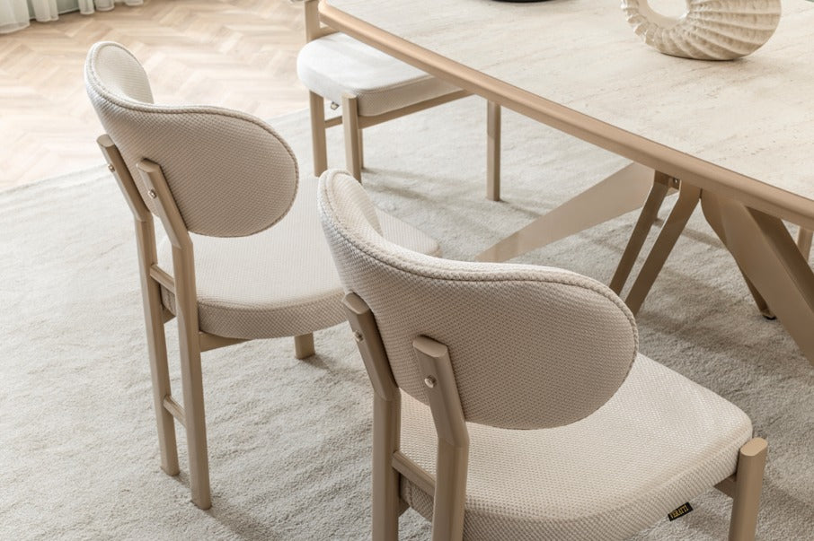 Veratti Mobilya Verattı Barcelona Traverten Doğal Dokulu Lüks Yemek Masası Takımı