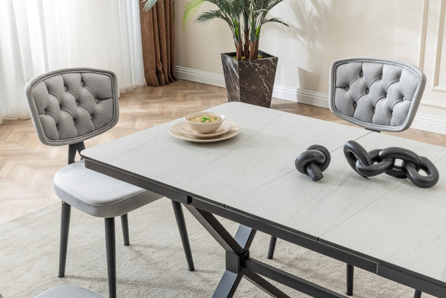 Verattı Liva Yenisey Kompakt ve Açılabilir Lüks Yemek Masası Takımı