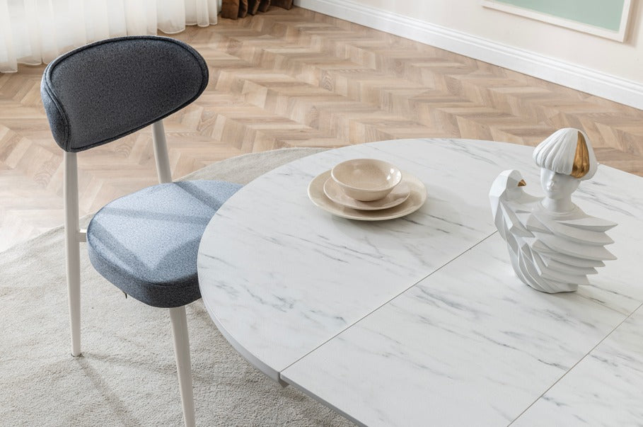 Veratti Mobilya Verattı Luna Marmo Mermer Dokulu Açılabilir Lüks Kare Yemek Masası Takımı