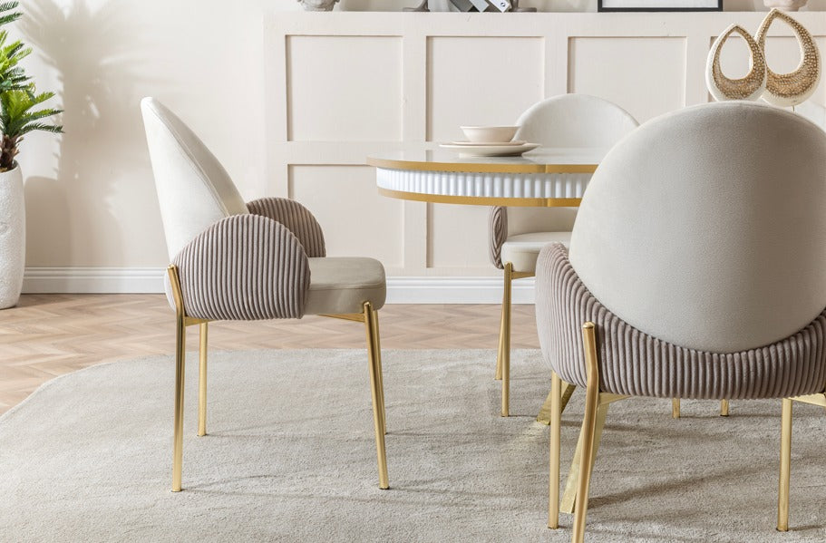 Verattı Roma Marmo Mermer Dokulu Açılabilir Lüks Yemek Masası Takımı