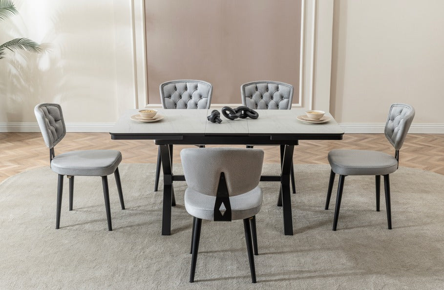 Veratti Mobilya Verattı Liva Yenisey Kompakt ve Açılabilir Lüks Yemek Masası Takımı