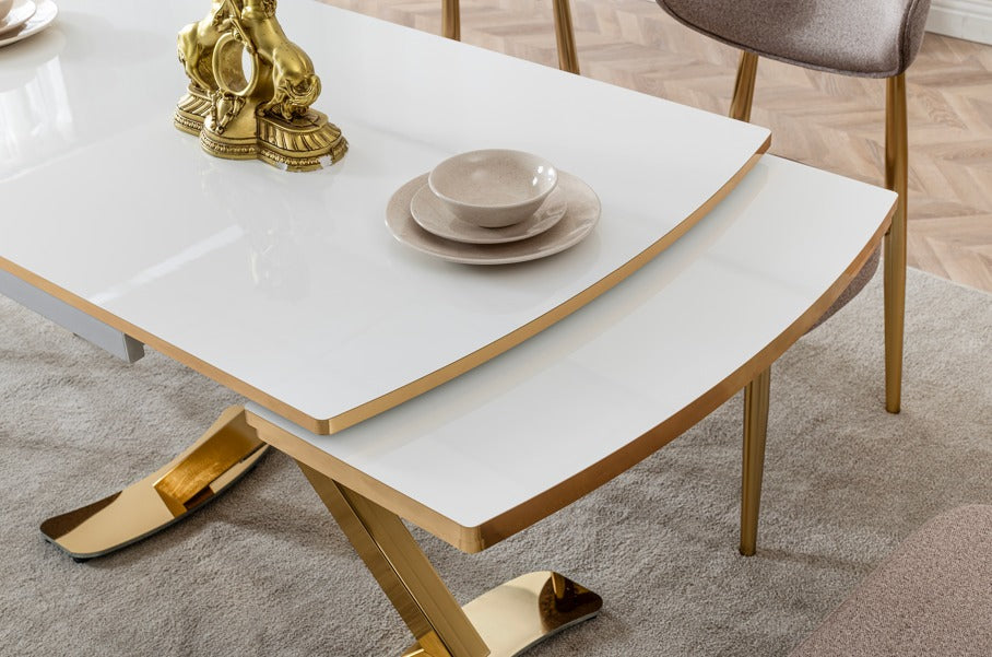 Veratti Mobilya Verattı Gala Beyaz Kompakt ve Genişleyebilen Aydınlık Yemek Masası Takımı