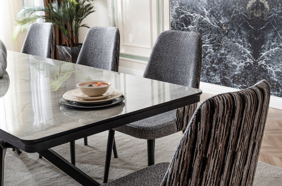 Veratti Mobilya Verattı Atlas Lagina Ekstra Geniş Açılabilir Lüks Yemek Masası Takımı