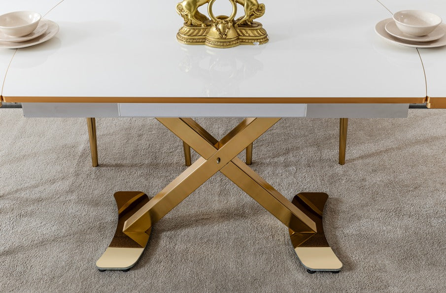 Veratti Mobilya Verattı Gala Beyaz Kompakt ve Genişleyebilen Aydınlık Yemek Masası Takımı