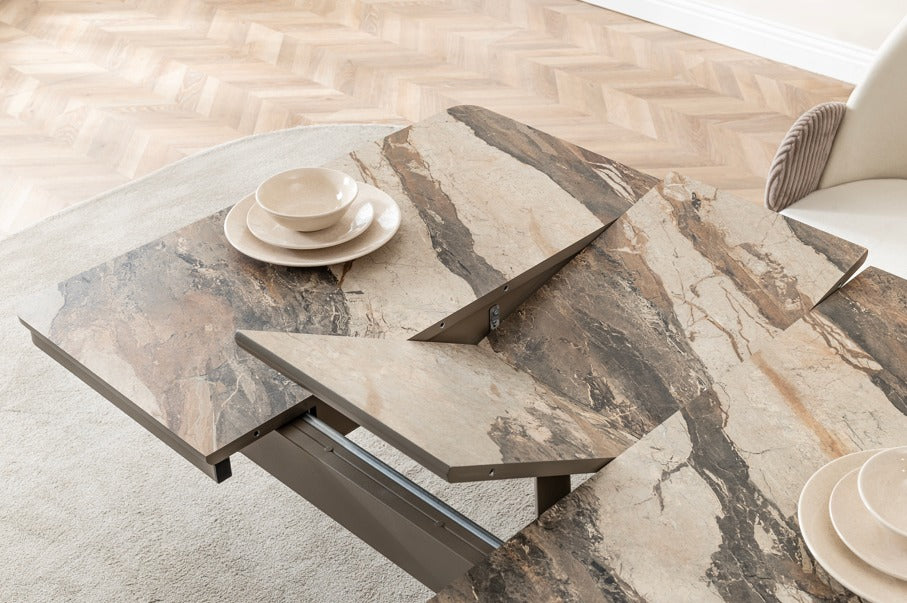 Verattı Zenit Gaia Kompakt ve Açılabilir Lüks Kare Yemek Masası Takımı