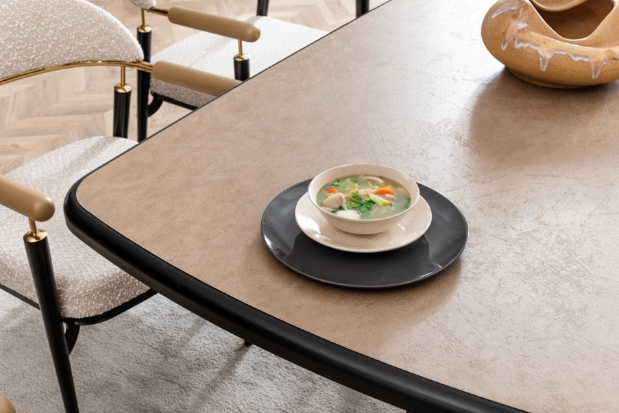 Veratti Mobilya Verattı Oslo Bej Geniş Oturumlu Ferah Lüks Yemek Masası Takımı