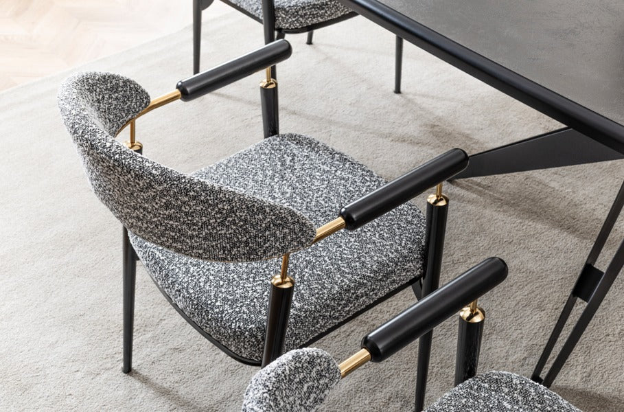 Verattı Oslo Siyah Geniş Oturumlu Lüks Yemek Masası Takımı