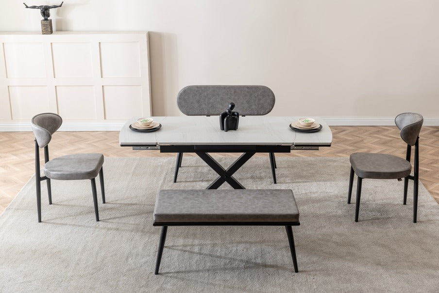 Veratti Mobilya Verattı Lazio Yenisey Avangart Tasarım Genişleyebilen Lüks Yemek Masası Takımı