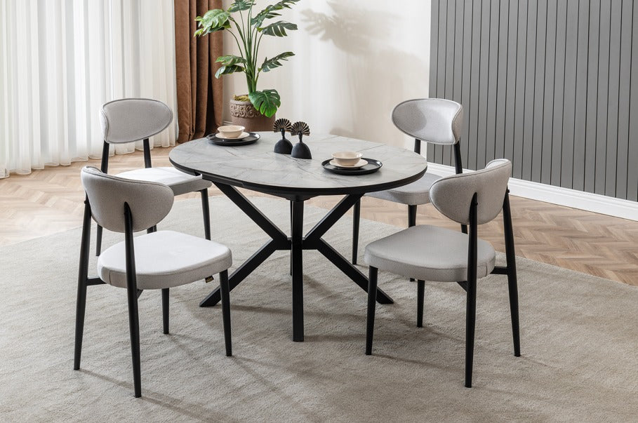 Veratti Mobilya Verattı Luna Lagina Karakteristik Tasarım Açılabilir Lüks Kare Yemek Masası Takımı