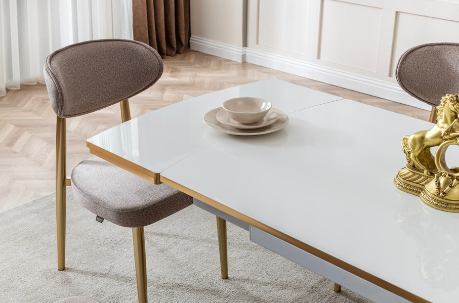 Veratti Mobilya Verattı Gala Beyaz Kompakt ve Genişleyebilen Aydınlık Yemek Masası Takımı