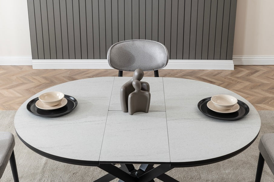 Veratti Mobilya Verattı Luna Yenisey Avangart Tasarım Açılabilir Lüks Kare Yemek Masası Takımı