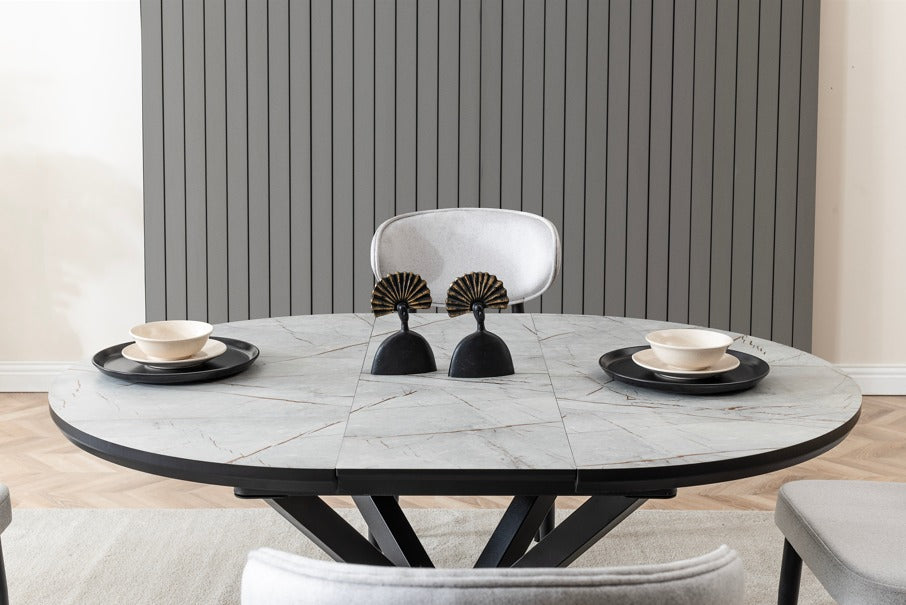 Verattı Luna Lagina Karakteristik Tasarım Açılabilir Lüks Kare Yemek Masası Takımı
