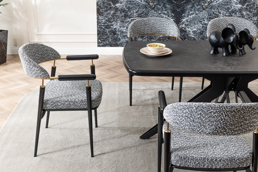 Veratti Mobilya Verattı Oslo Siyah Geniş Oturumlu Lüks Yemek Masası Takımı