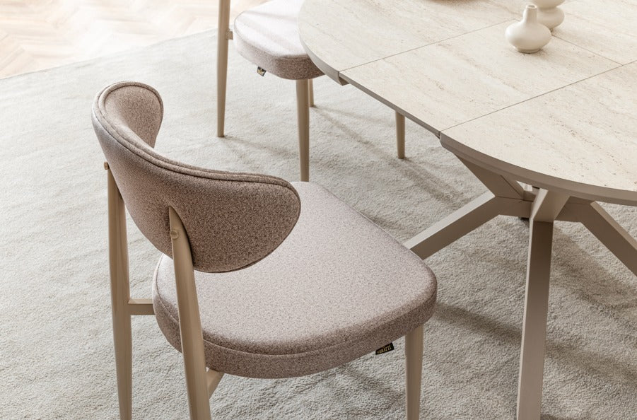 Veratti Mobilya Verattı Luna Traverten Doğal Dokulu Açılabilir Lüks Kare Yemek Masası Takımı