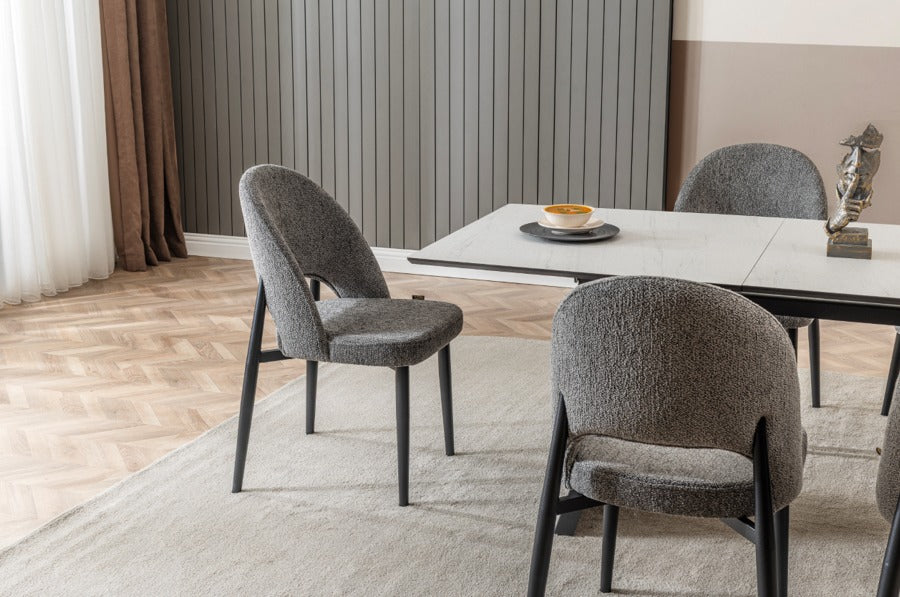 Verattı Gucci Siyah Açılabilir Lüks Yemek Masası Takımı